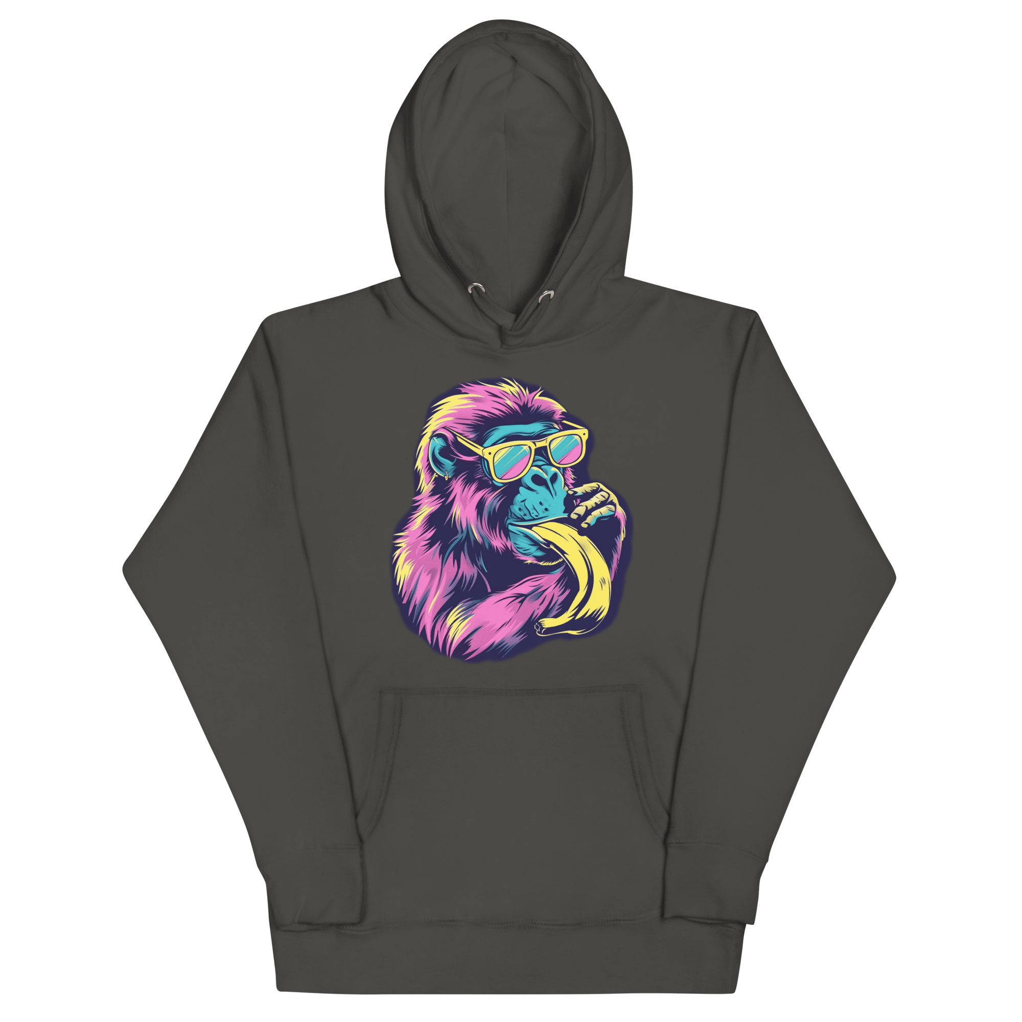 Skater Affe Hoodie - Bunter Pavian mit Banane | Streetstyle Pullover für Mutige von Brezno – Streetwear von Brezno | Streetwear Hoodie