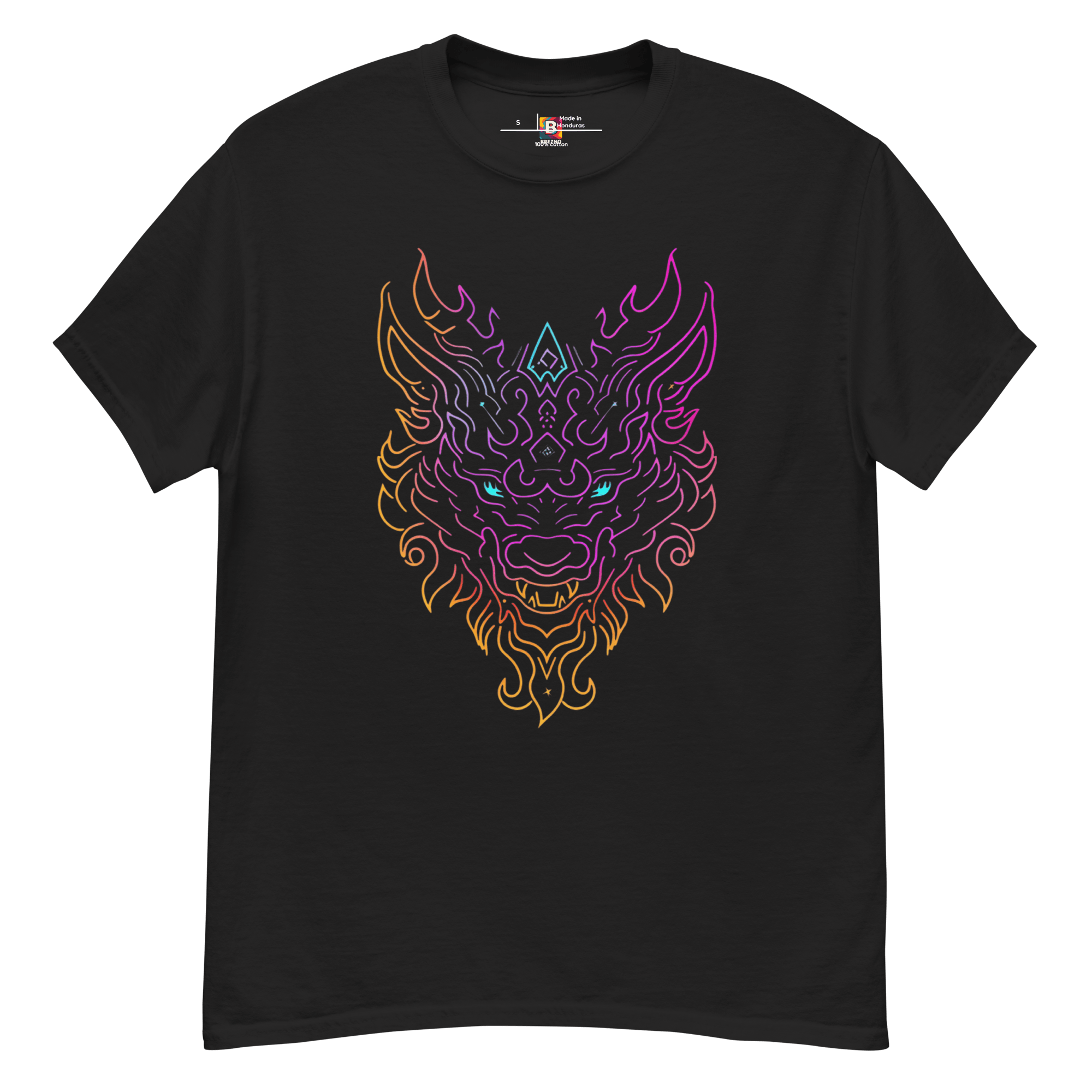 Tribal Lion Shirt von Brezno – Unisex T-Shirt mit starkem Neon - Look | Streetwear Design | Gildan 5000 – Streetwear von Brezno | T-Shirt
