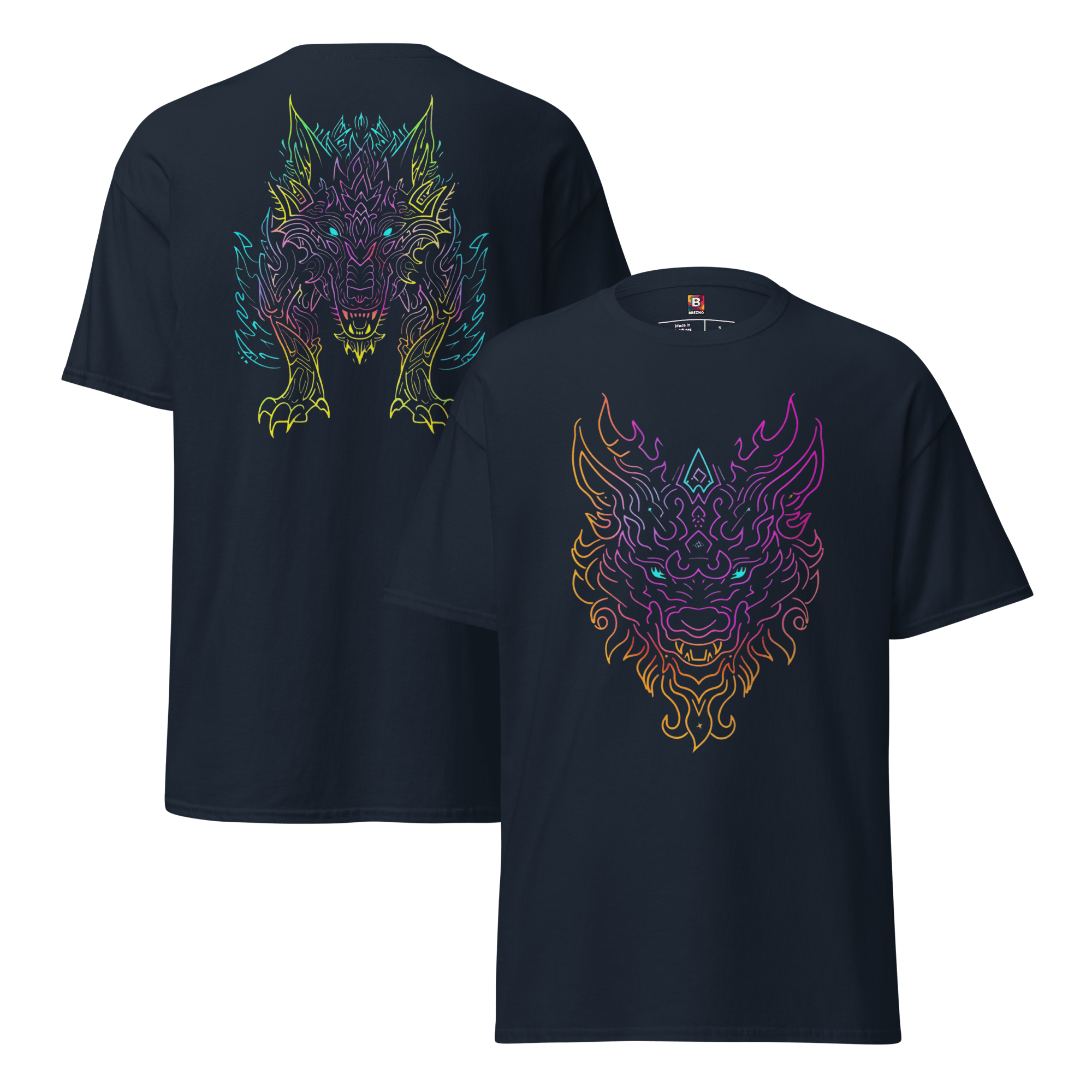Tribal Lion Shirt von Brezno – Unisex T-Shirt mit starkem Neon - Look | Streetwear Design | Gildan 5000 – Streetwear von Brezno | T-Shirt