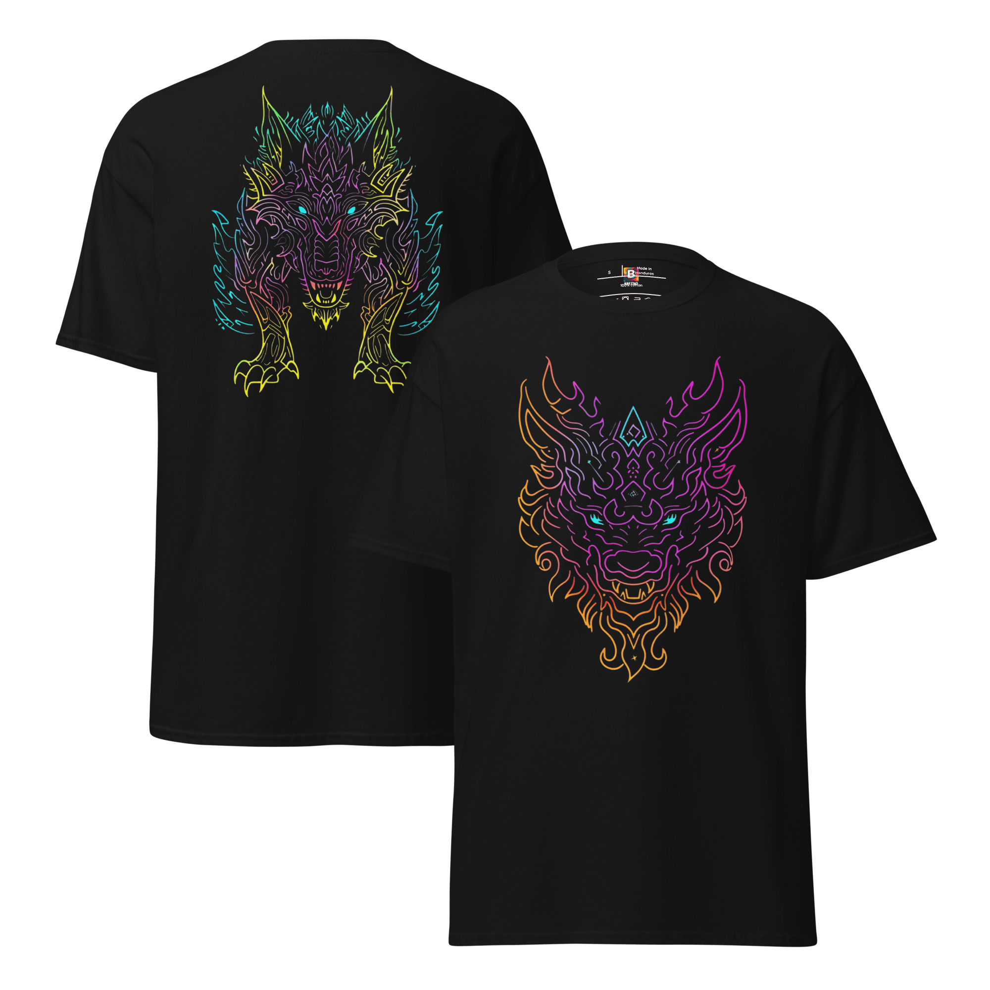 Tribal Lion Shirt von Brezno – Unisex T-Shirt mit starkem Neon - Look | Streetwear Design | Gildan 5000 – Streetwear von Brezno | T-Shirt