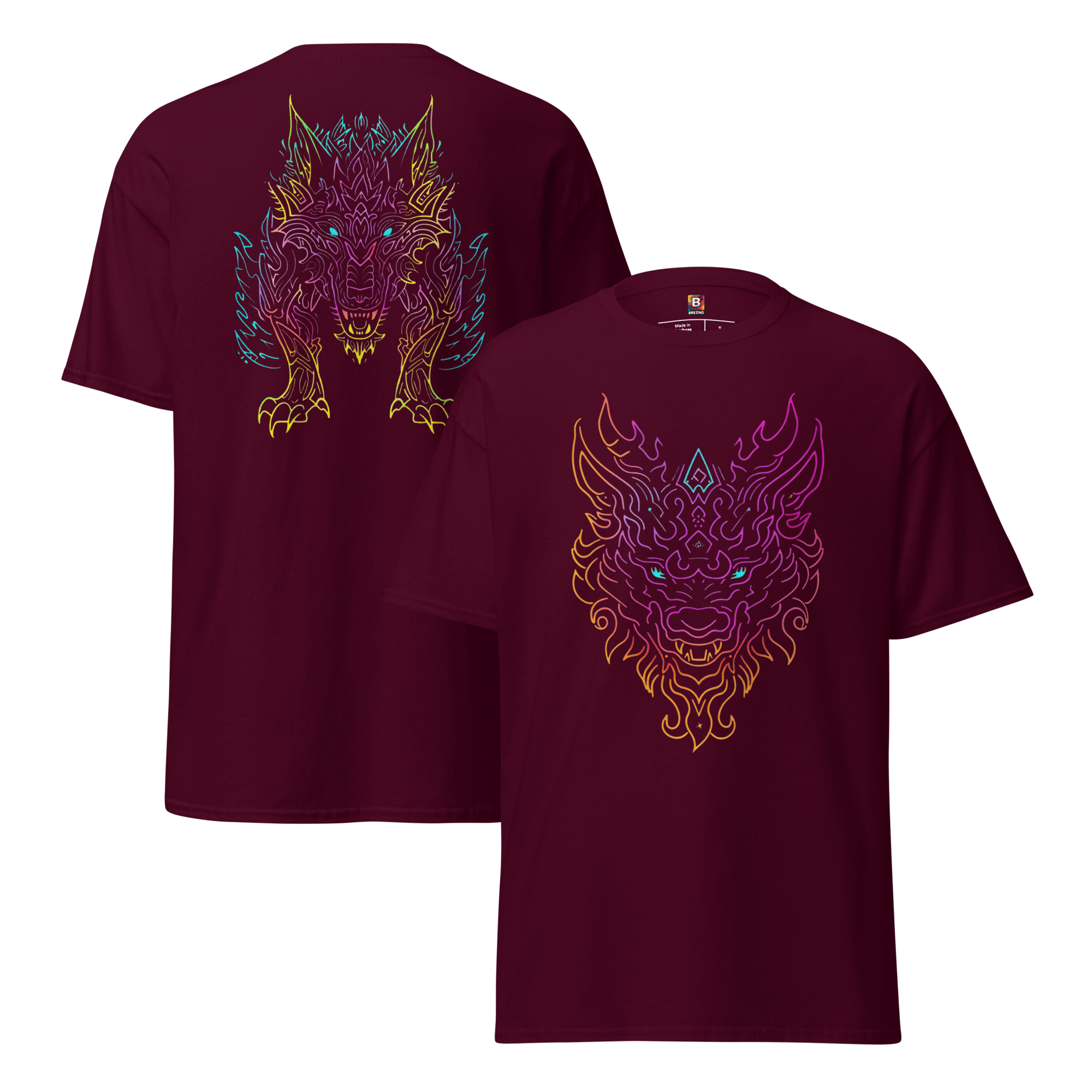 Tribal Lion Shirt von Brezno – Unisex T-Shirt mit starkem Neon - Look | Streetwear Design | Gildan 5000 – Streetwear von Brezno | T-Shirt