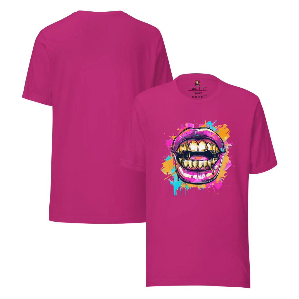 Bold Bite - Neon Graffiti-Mund T-Shirt | Buntes Streetstyle Unisex Shirt | Pop Art Style Fashion von Brezno 
