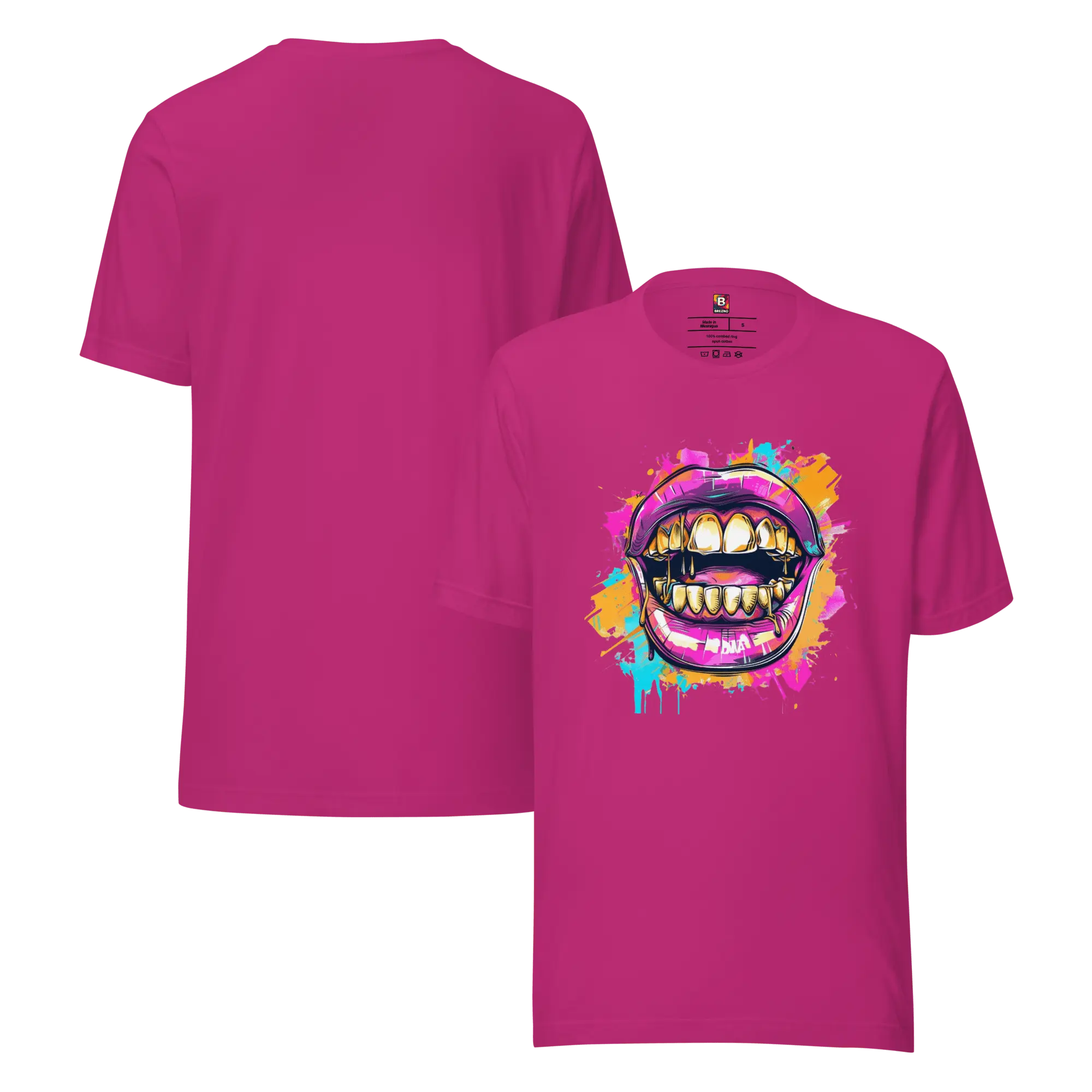 Bold Bite - Neon Graffiti-Mund T-Shirt | Buntes Streetstyle Unisex Shirt | Pop Art Style Fashion von Brezno 