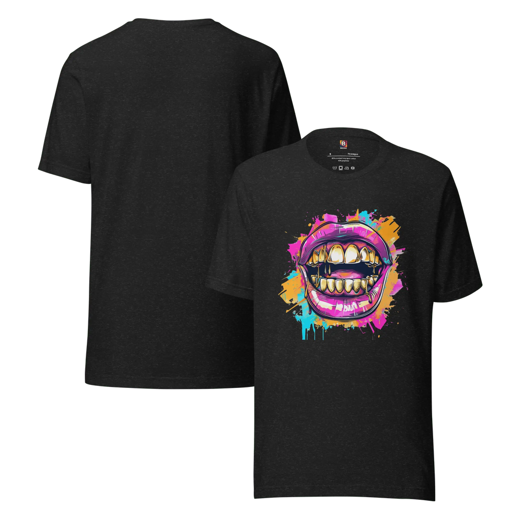 Bold Bite - Neon Graffiti-Mund T-Shirt | Buntes Streetstyle Unisex Shirt | Pop Art Style Fashion von Brezno 