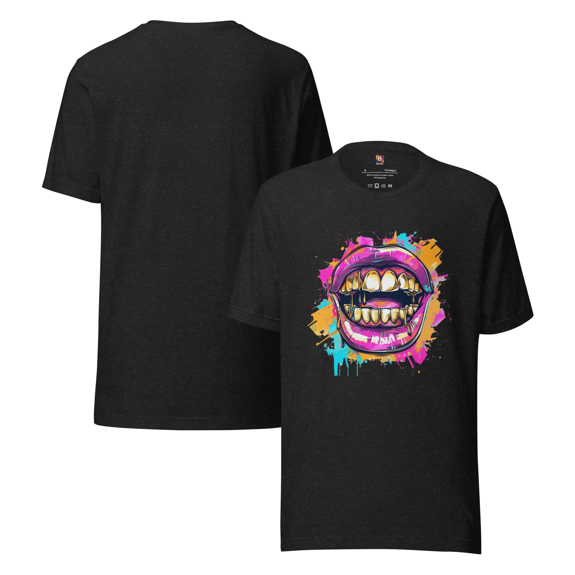 Bold Bite - Neon Graffiti-Mund T-Shirt | Buntes Streetstyle Unisex Shirt | Pop Art Style Fashion von Brezno 