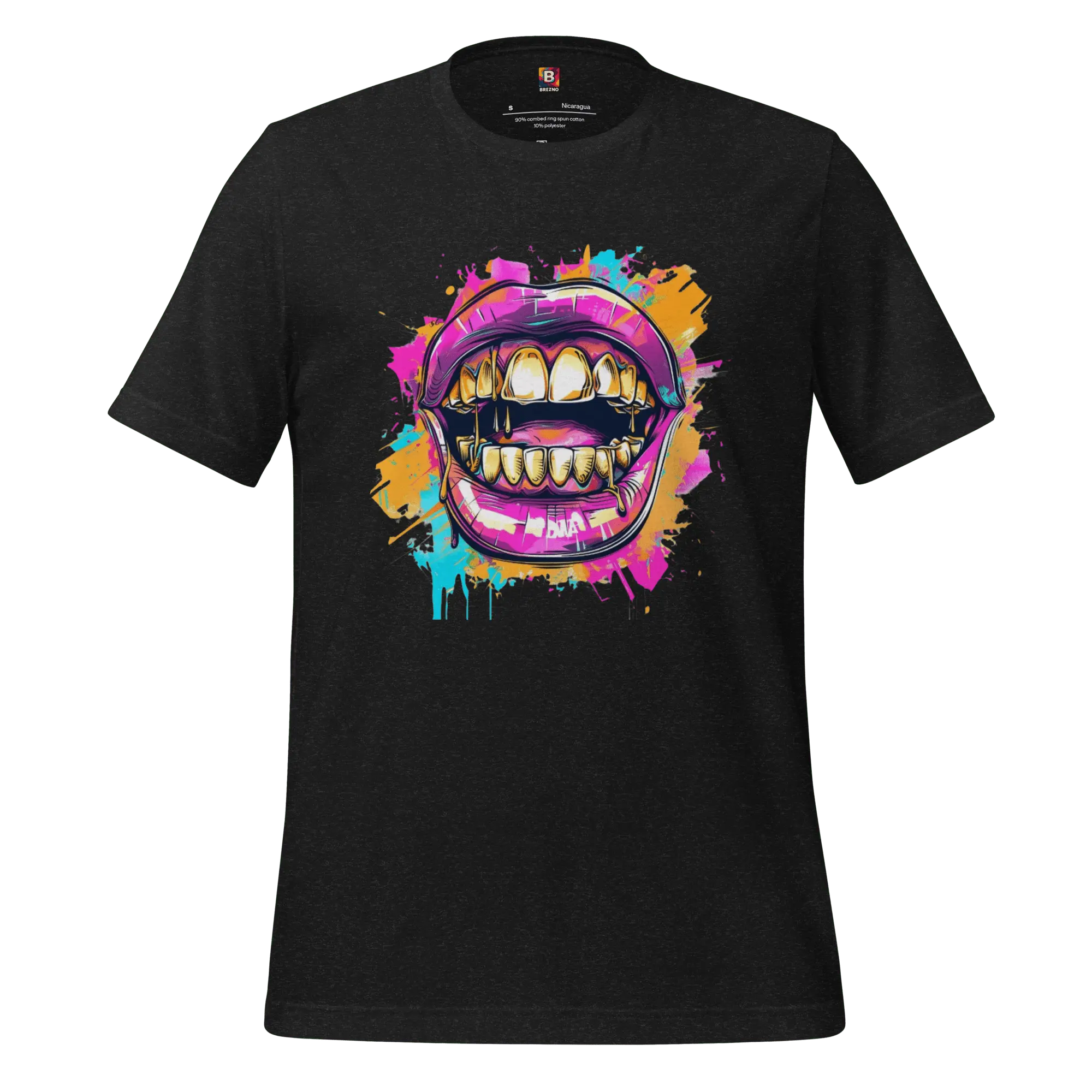 Bold Bite - Neon Graffiti-Mund T-Shirt | Buntes Streetstyle Unisex Shirt | Pop Art Style Fashion von Brezno 