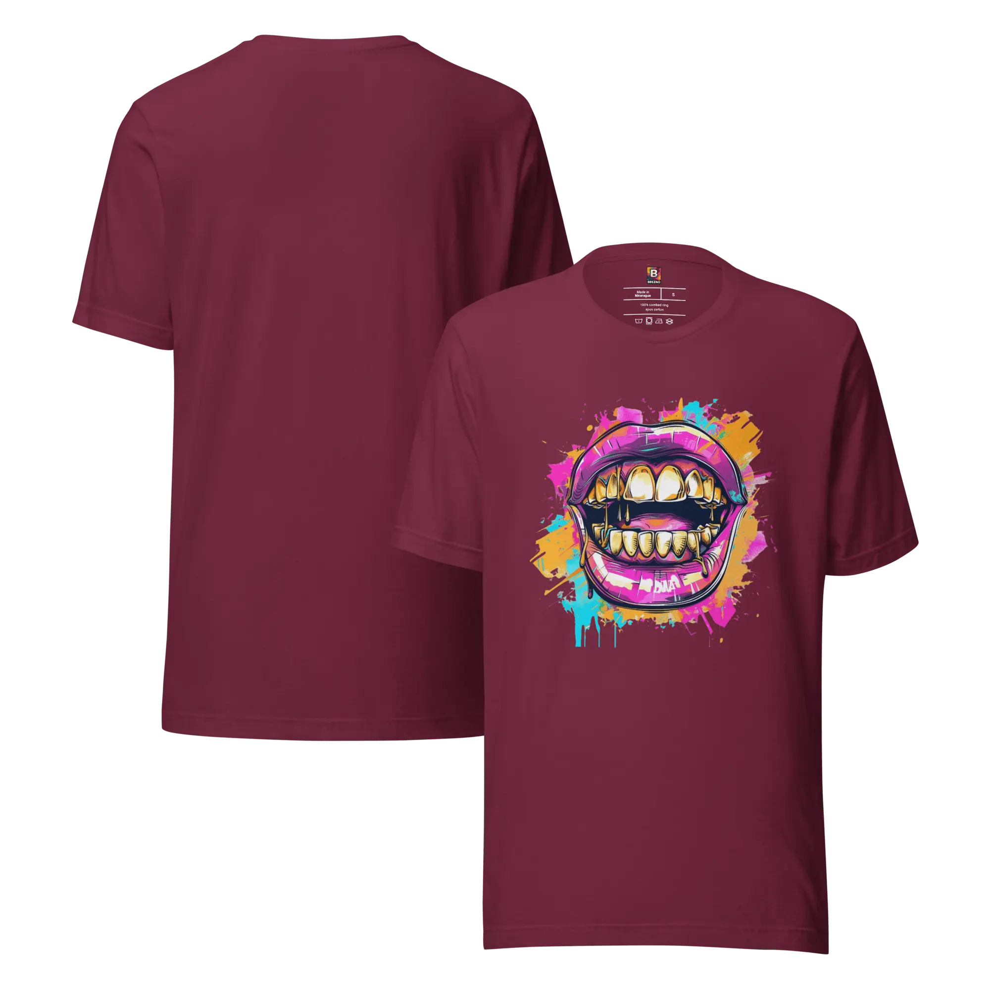 Bold Bite - Neon Graffiti-Mund T-Shirt | Buntes Streetstyle Unisex Shirt | Pop Art Style Fashion von Brezno 