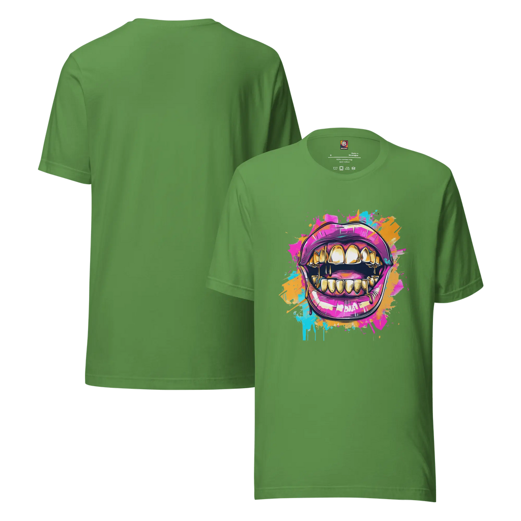 Bold Bite - Neon Graffiti-Mund T-Shirt | Buntes Streetstyle Unisex Shirt | Pop Art Style Fashion von Brezno 