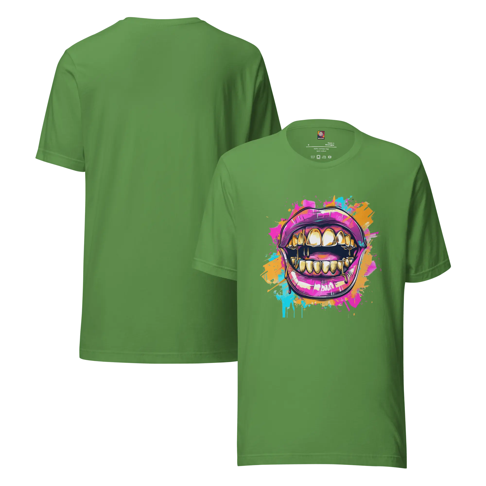 Bold Bite - Neon Graffiti-Mund T-Shirt | Buntes Streetstyle Unisex Shirt | Pop Art Style Fashion von Brezno 