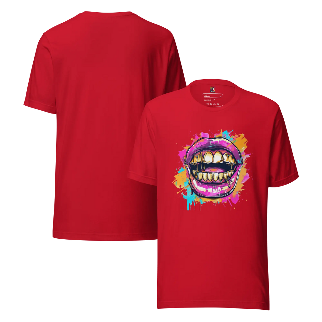 Bold Bite - Neon Graffiti-Mund T-Shirt | Buntes Streetstyle Unisex Shirt | Pop Art Style Fashion von Brezno 