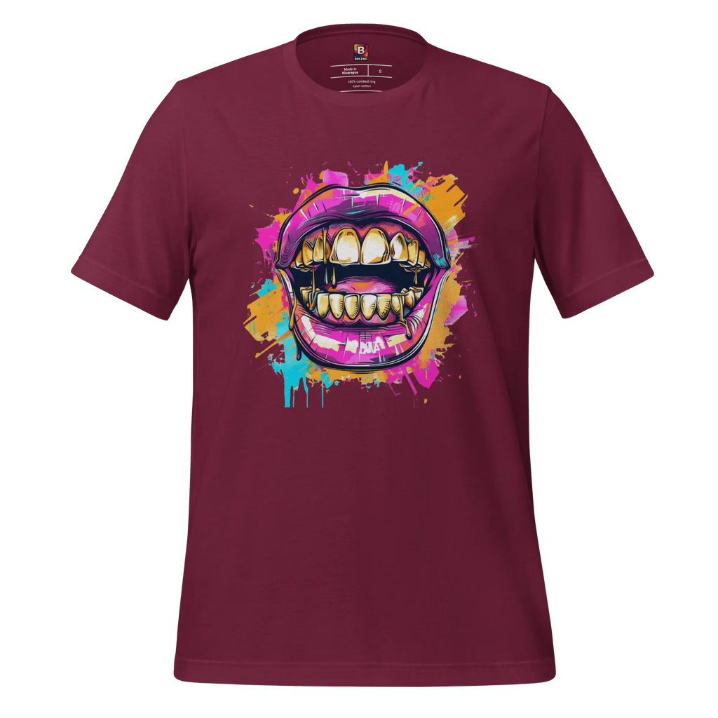 Bold Bite - Neon Graffiti-Mund T-Shirt | Buntes Streetstyle Unisex Shirt | Pop Art Style Fashion von Brezno 