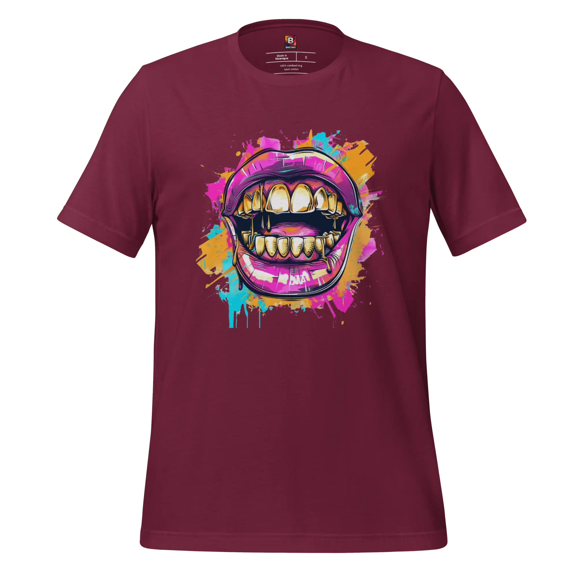 Bold Bite - Neon Graffiti-Mund T-Shirt | Buntes Streetstyle Unisex Shirt | Pop Art Style Fashion von Brezno 
