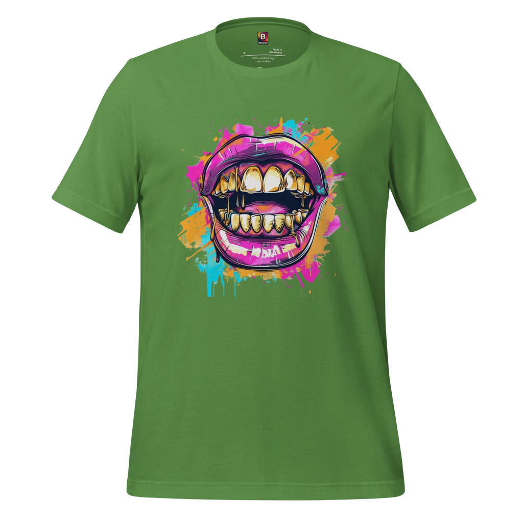 Bold Bite - Neon Graffiti-Mund T-Shirt | Buntes Streetstyle Unisex Shirt | Pop Art Style Fashion von Brezno 