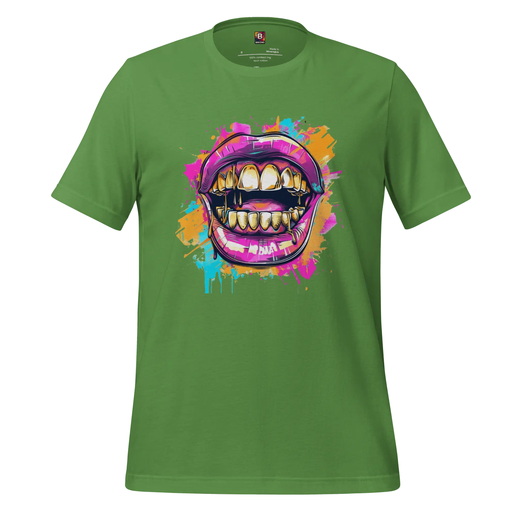 Bold Bite - Neon Graffiti-Mund T-Shirt | Buntes Streetstyle Unisex Shirt | Pop Art Style Fashion von Brezno 