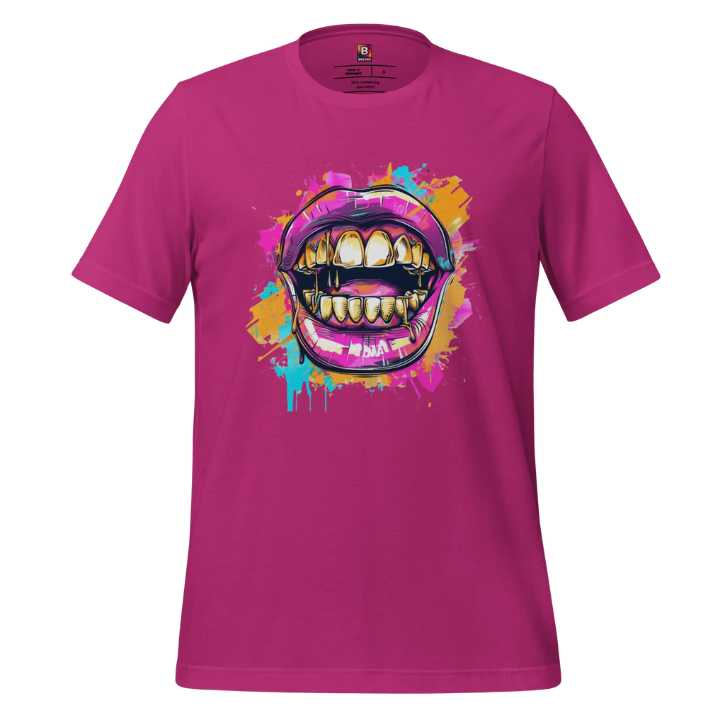 Bold Bite - Neon Graffiti-Mund T-Shirt | Buntes Streetstyle Unisex Shirt | Pop Art Style Fashion von Brezno 