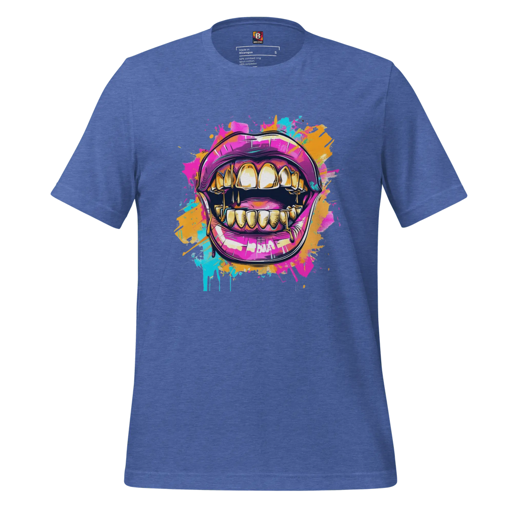 Bold Bite - Neon Graffiti-Mund T-Shirt | Buntes Streetstyle Unisex Shirt | Pop Art Style Fashion von Brezno 