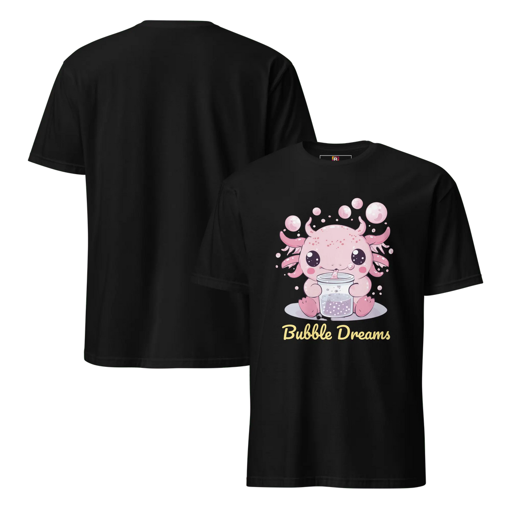 Bubble Dreams - Kawaii Axolotl T-Shirt Süßes Schlafshirt mit Boba Design | Unisex Geschenkidee für Damen und Herren von Brezno 