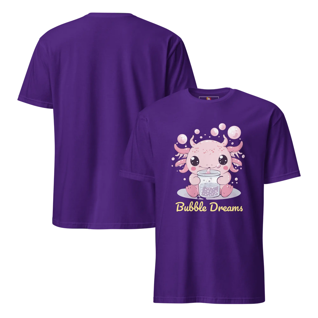 Bubble Dreams - Kawaii Axolotl T-Shirt Süßes Schlafshirt mit Boba Design | Unisex Geschenkidee für Damen und Herren von Brezno 