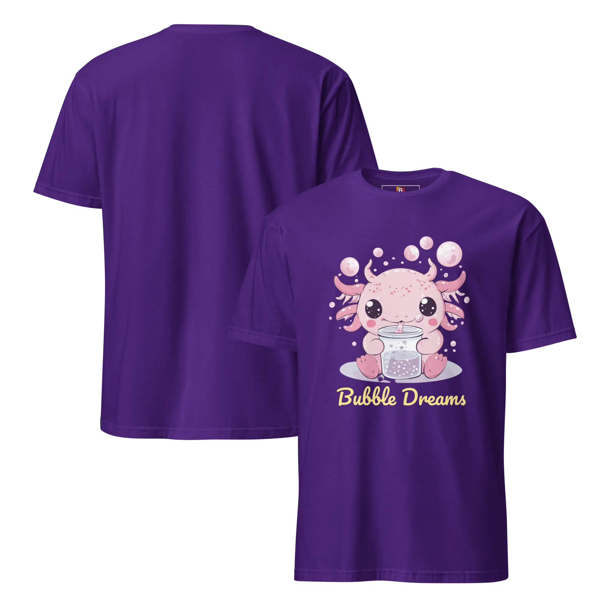 Bubble Dreams - Kawaii Axolotl T-Shirt Süßes Schlafshirt mit Boba Design | Unisex Geschenkidee für Damen und Herren von Brezno 