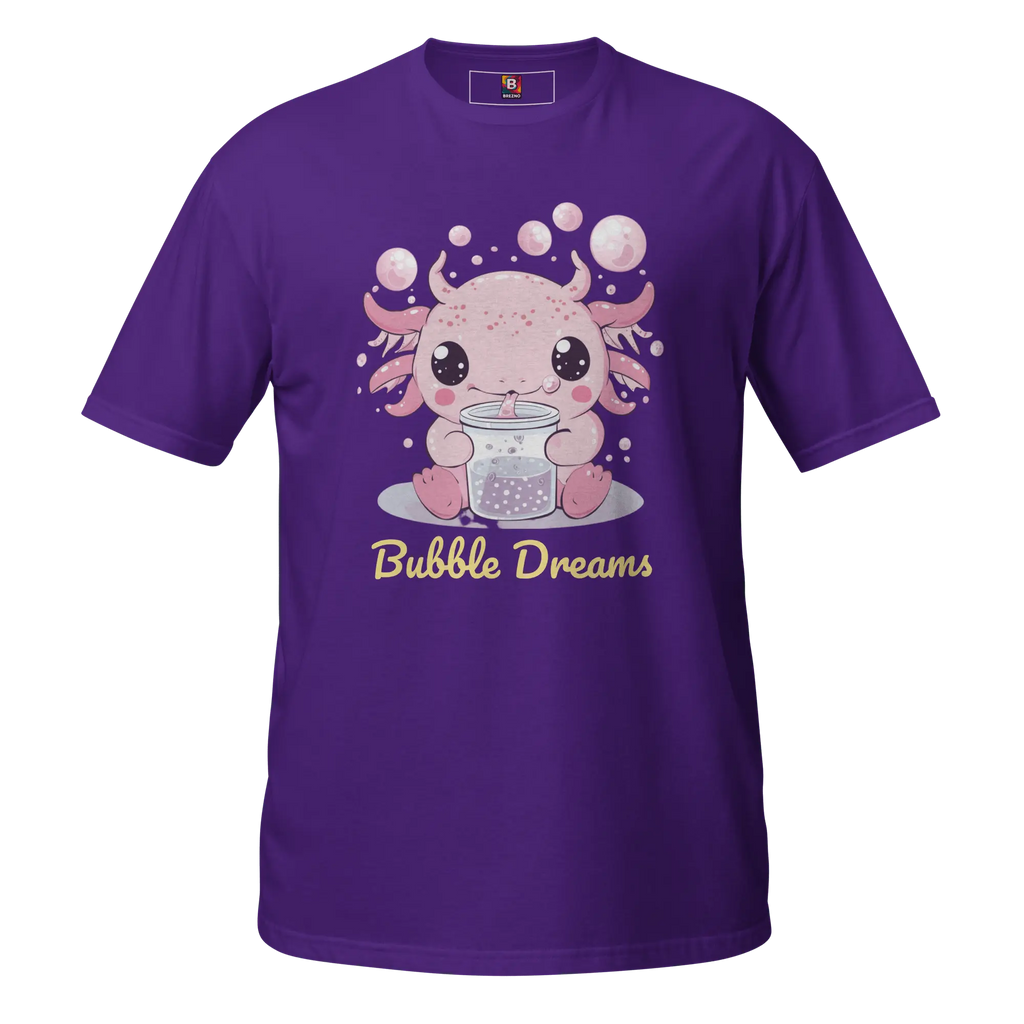 Bubble Dreams - Kawaii Axolotl T-Shirt Süßes Schlafshirt mit Boba Design | Unisex Geschenkidee für Damen und Herren von Brezno 