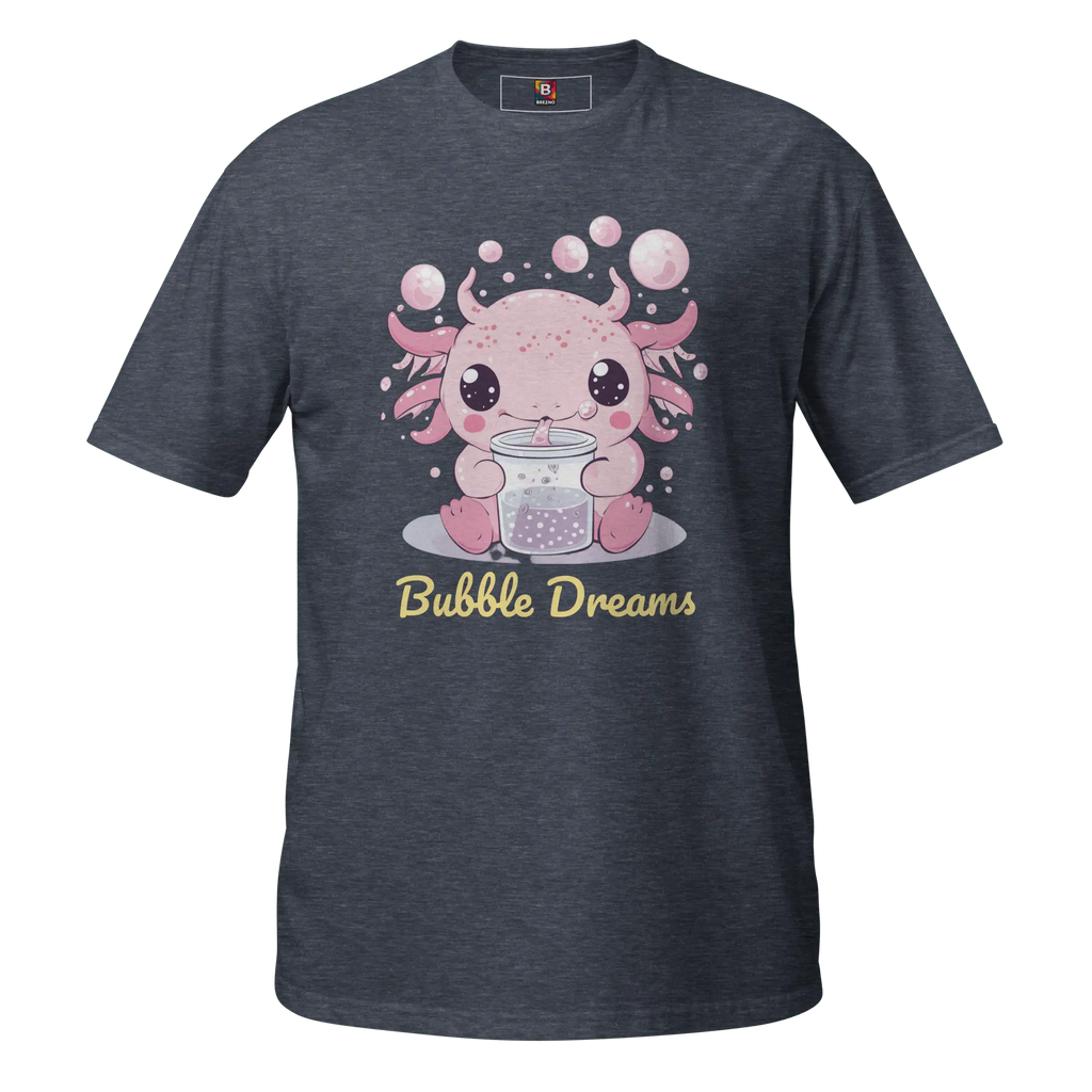 Bubble Dreams - Kawaii Axolotl T-Shirt Süßes Schlafshirt mit Boba Design | Unisex Geschenkidee für Damen und Herren von Brezno 