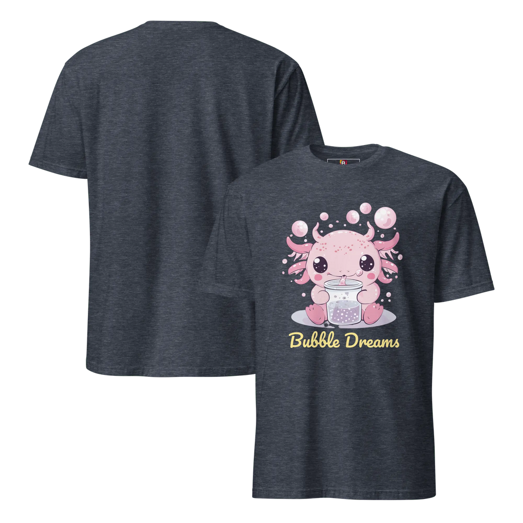 Bubble Dreams - Kawaii Axolotl T-Shirt Süßes Schlafshirt mit Boba Design | Unisex Geschenkidee für Damen und Herren von Brezno 