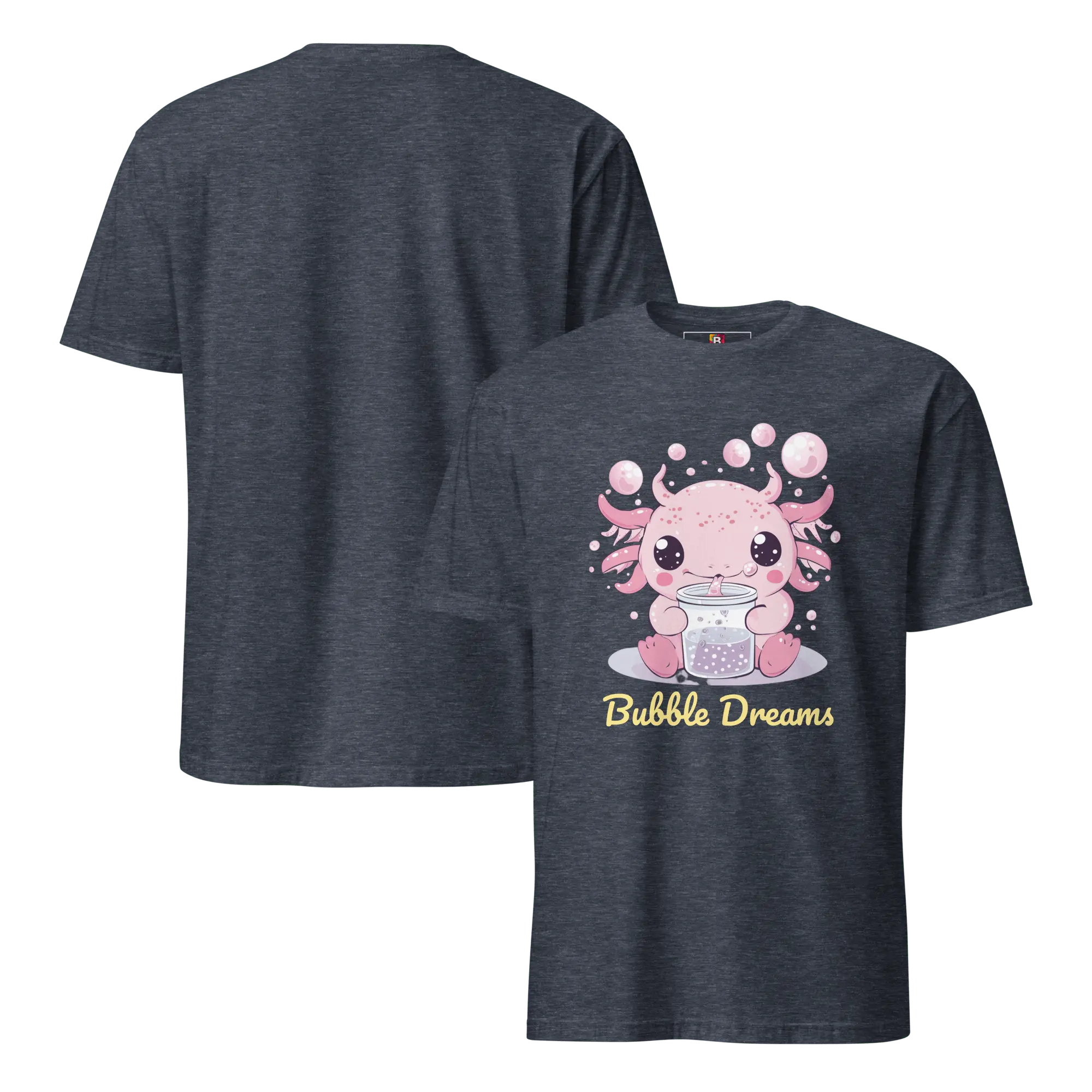 Bubble Dreams - Kawaii Axolotl T-Shirt Süßes Schlafshirt mit Boba Design | Unisex Geschenkidee für Damen und Herren von Brezno 
