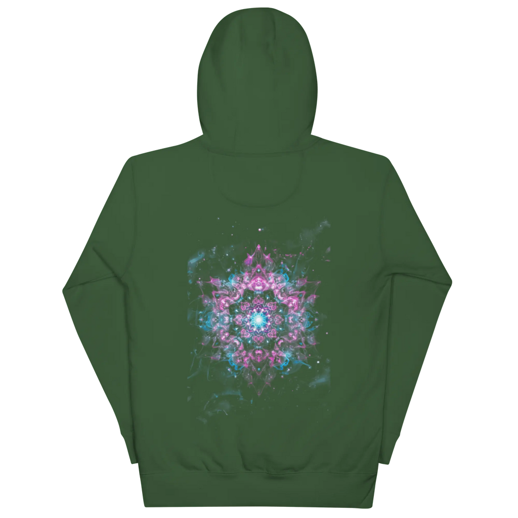 Crystal Void Hoodie – Unisex Kapuzenpullover Schwarz mit Mandala-Rückendruck | von Brezno 