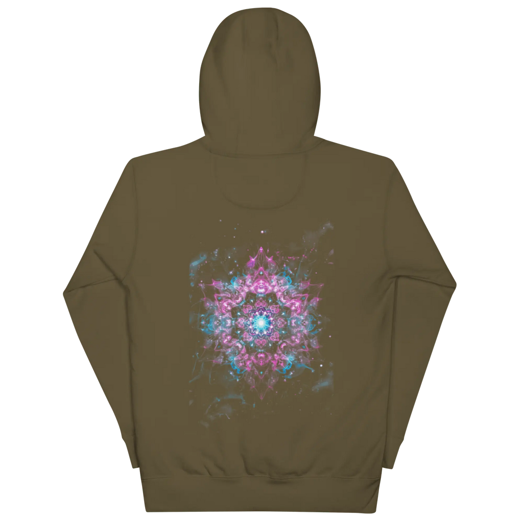 Crystal Void Hoodie – Unisex Kapuzenpullover Schwarz mit Mandala-Rückendruck | von Brezno 