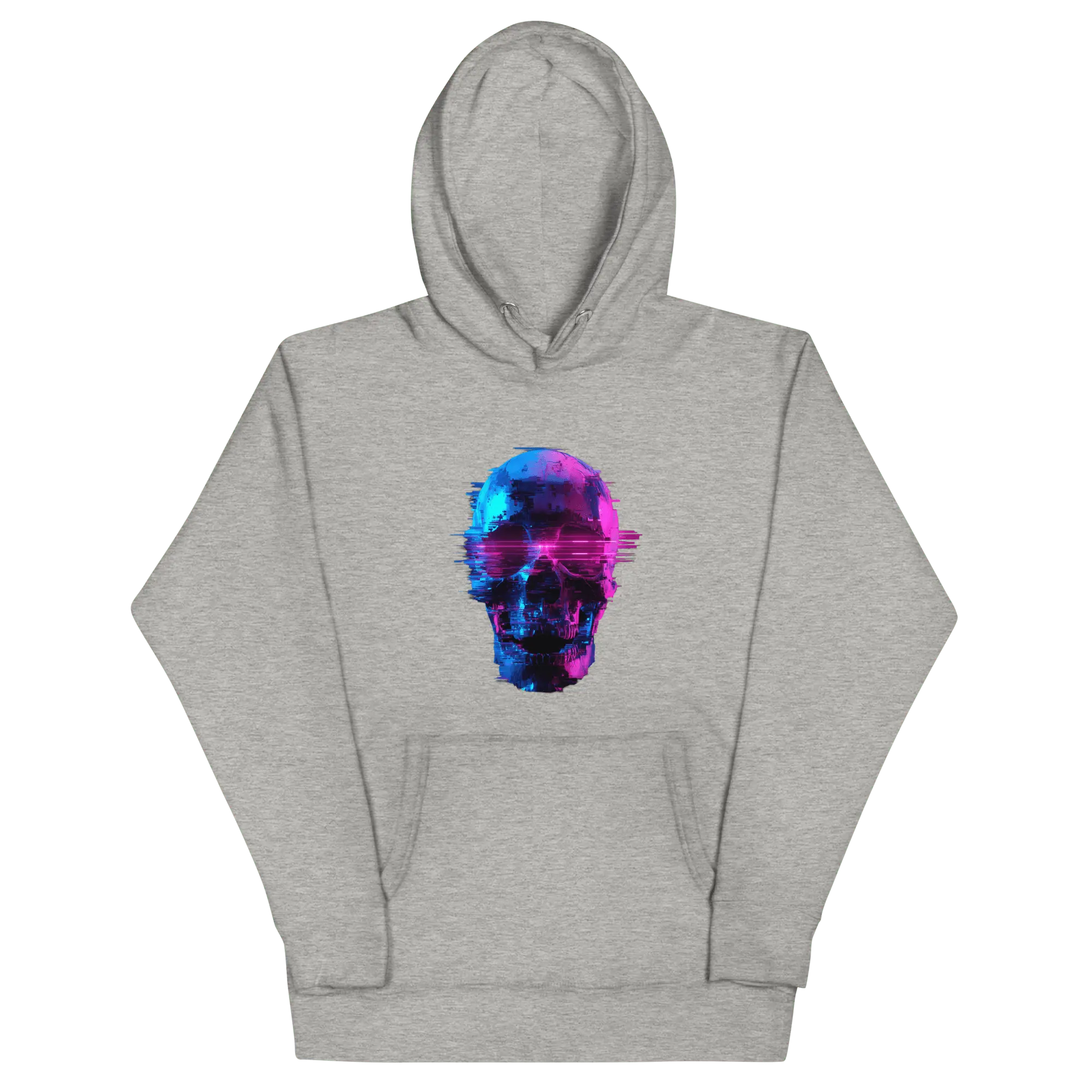Cyber Skull Hoodie - Glitch Totenkopf Neon Streetwear Pullover von Brezno 
