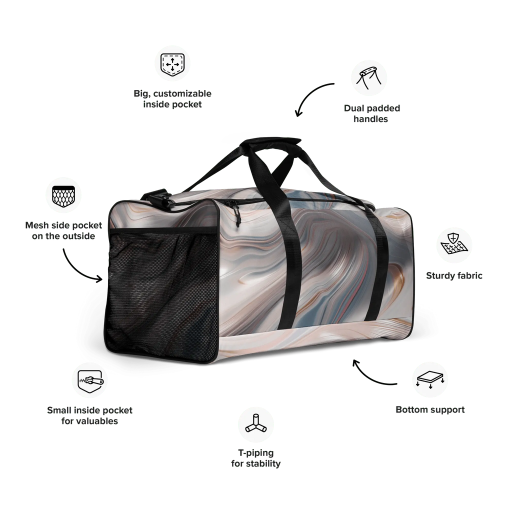 Fluid Wave Duffle Bag – Stylische 50L Weekender-Tasche mit abstraktem Allover-Design von Brezno 