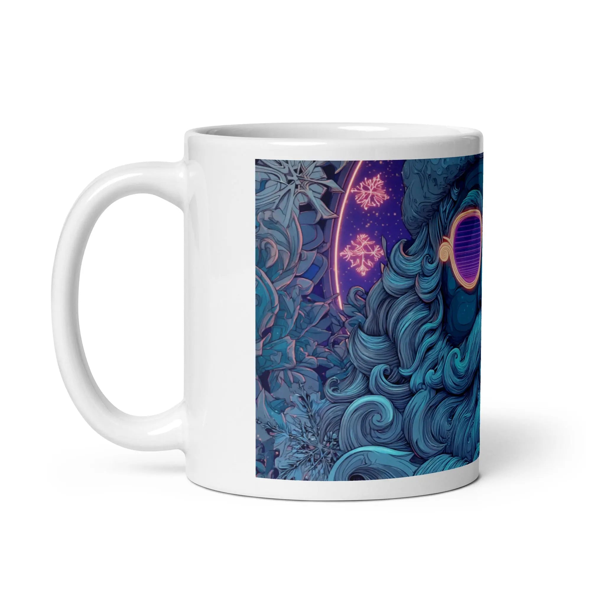 Galaxy Neon Tasse – modernes Nachtstadt-Design für Kaffee & Tee – von Brezno 