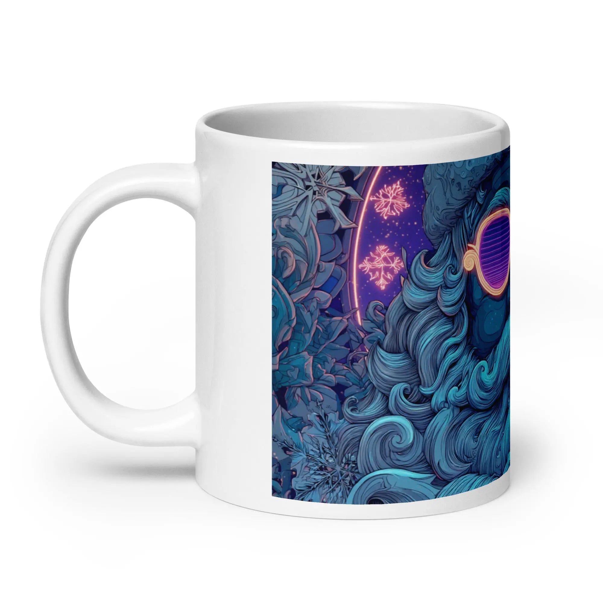 Galaxy Neon Tasse – modernes Nachtstadt-Design für Kaffee & Tee – von Brezno 
