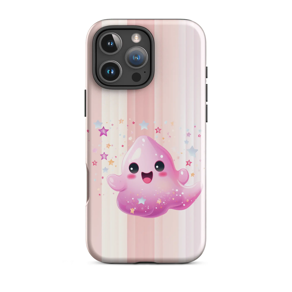 Kawaii Pinker Geist - Süße iPhone Hülle mit Streifen | Handyhülle für Teenager & Mädchen Geschenkidee von Brezno 