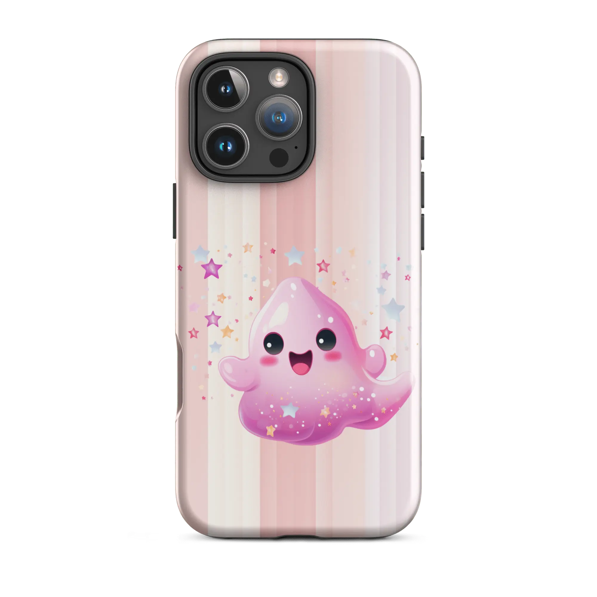 Kawaii Pinker Geist - Süße iPhone Hülle mit Streifen | Handyhülle für Teenager & Mädchen Geschenkidee von Brezno 