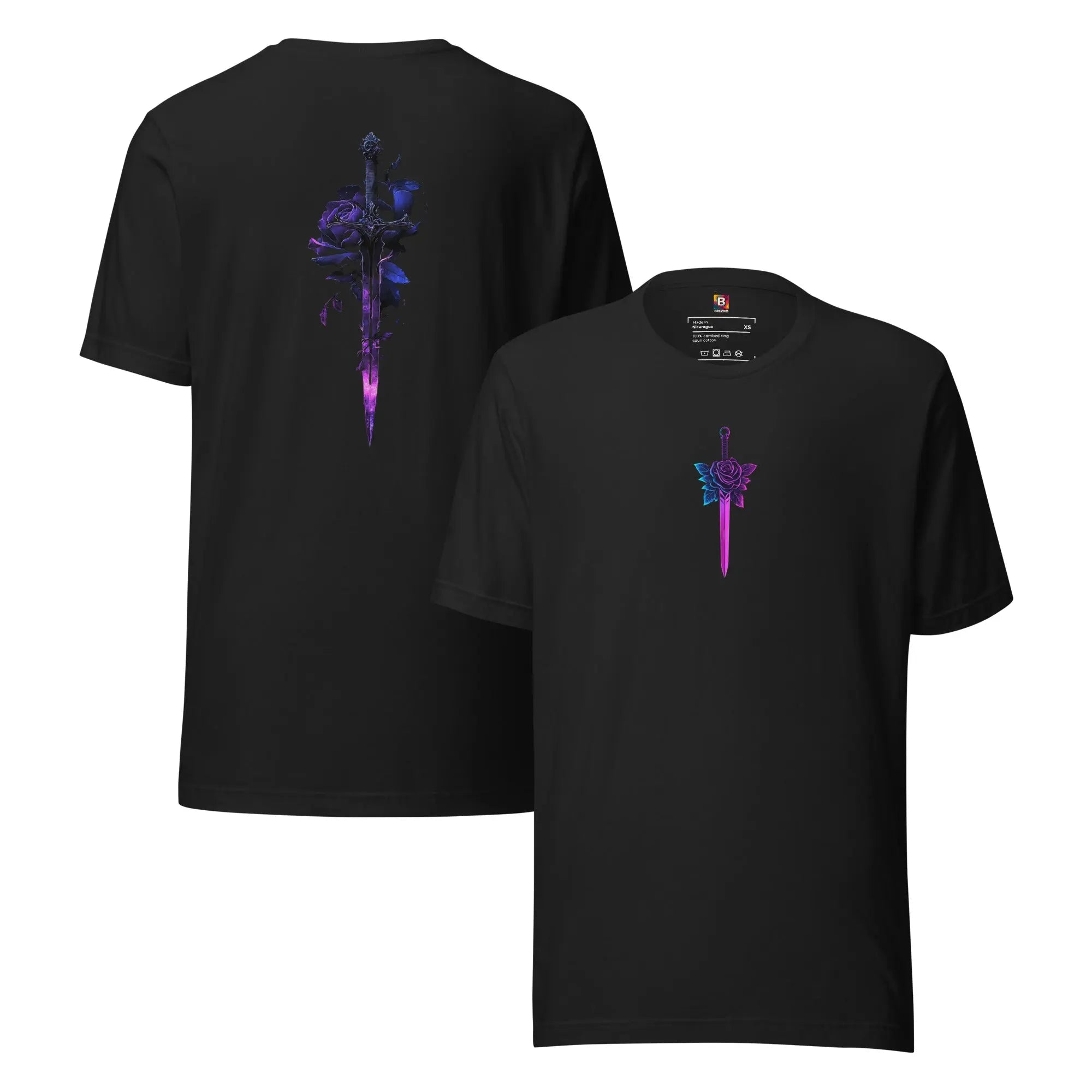 Neon Blade Unisex T Shirt mit Frontprint und Rückenprint von Brezno 