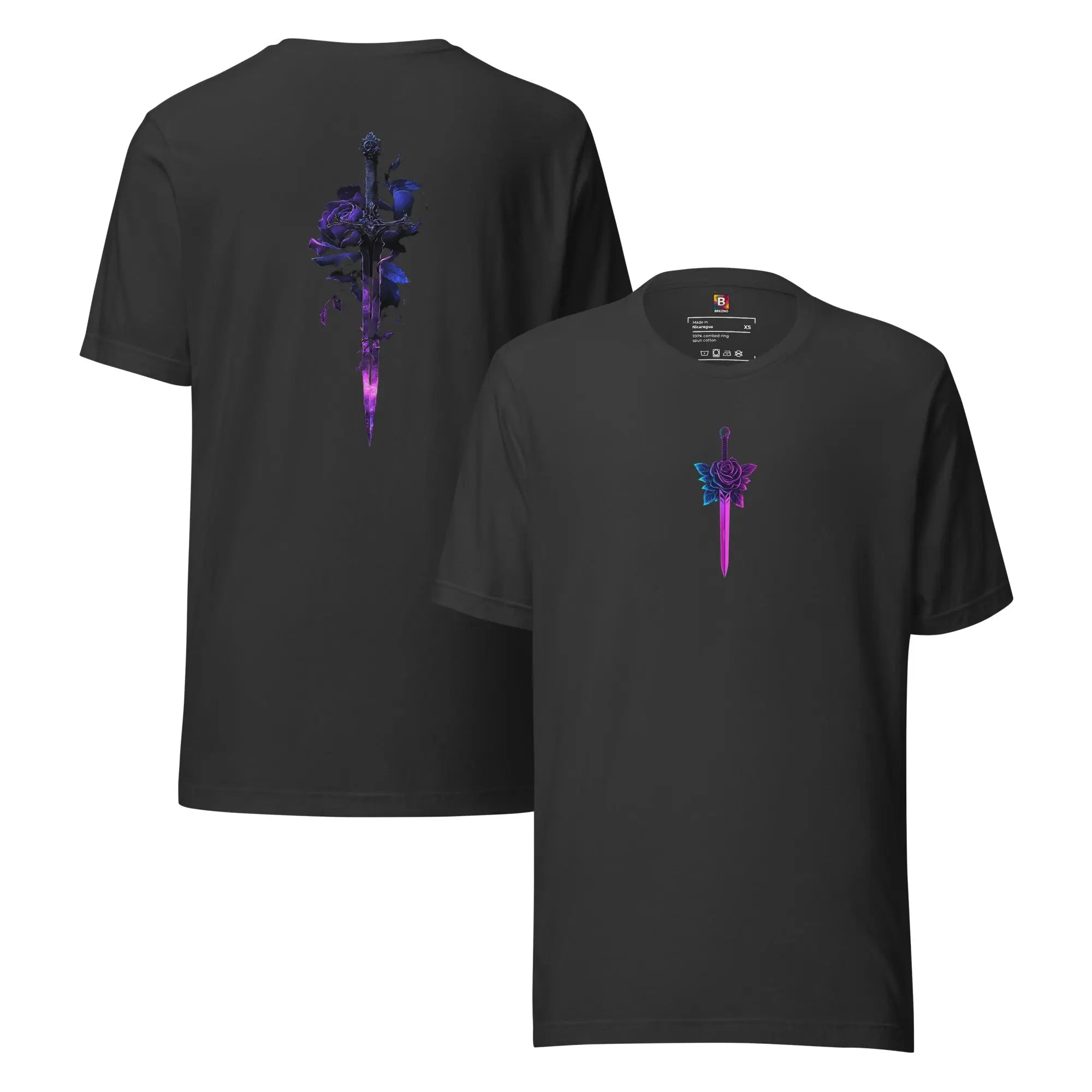 Neon Blade Unisex T Shirt mit Frontprint und Rückenprint von Brezno 