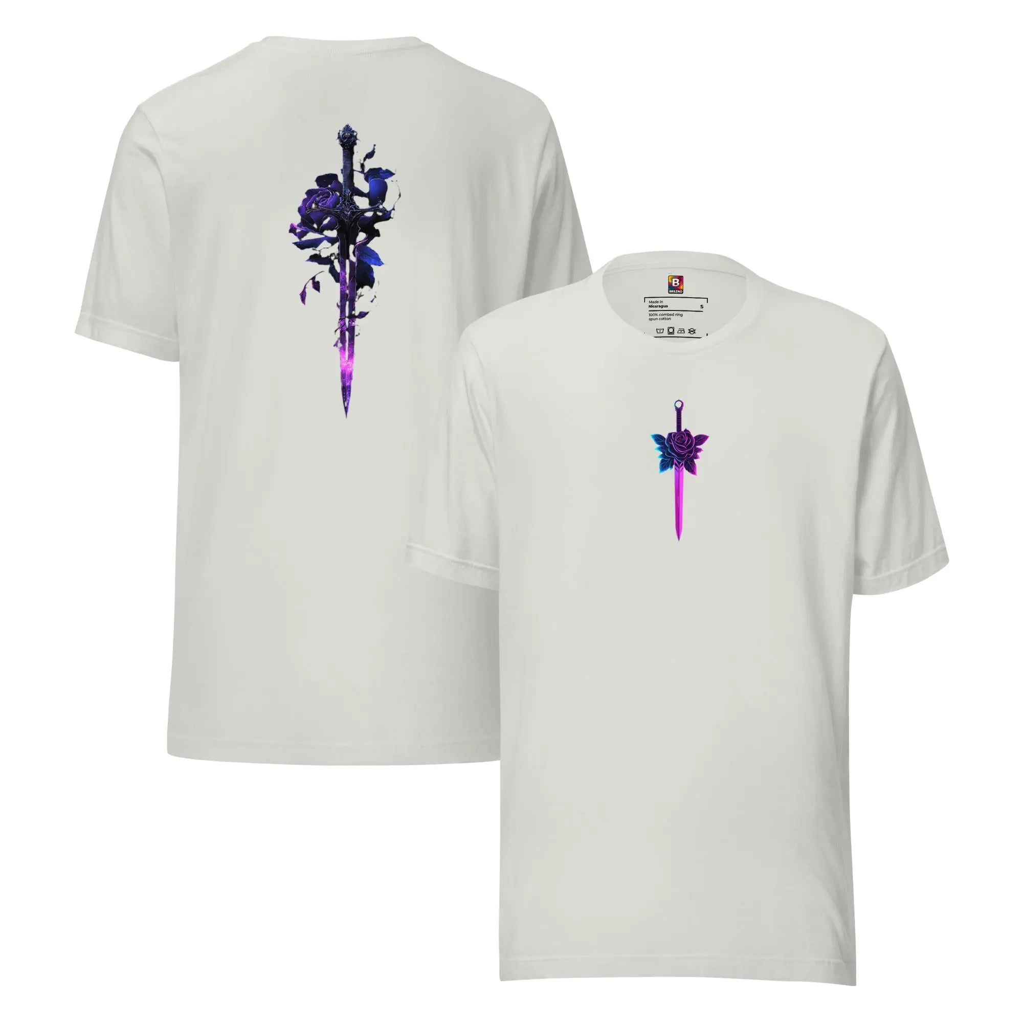 Neon Blade Unisex T Shirt mit Frontprint und Rückenprint von Brezno 