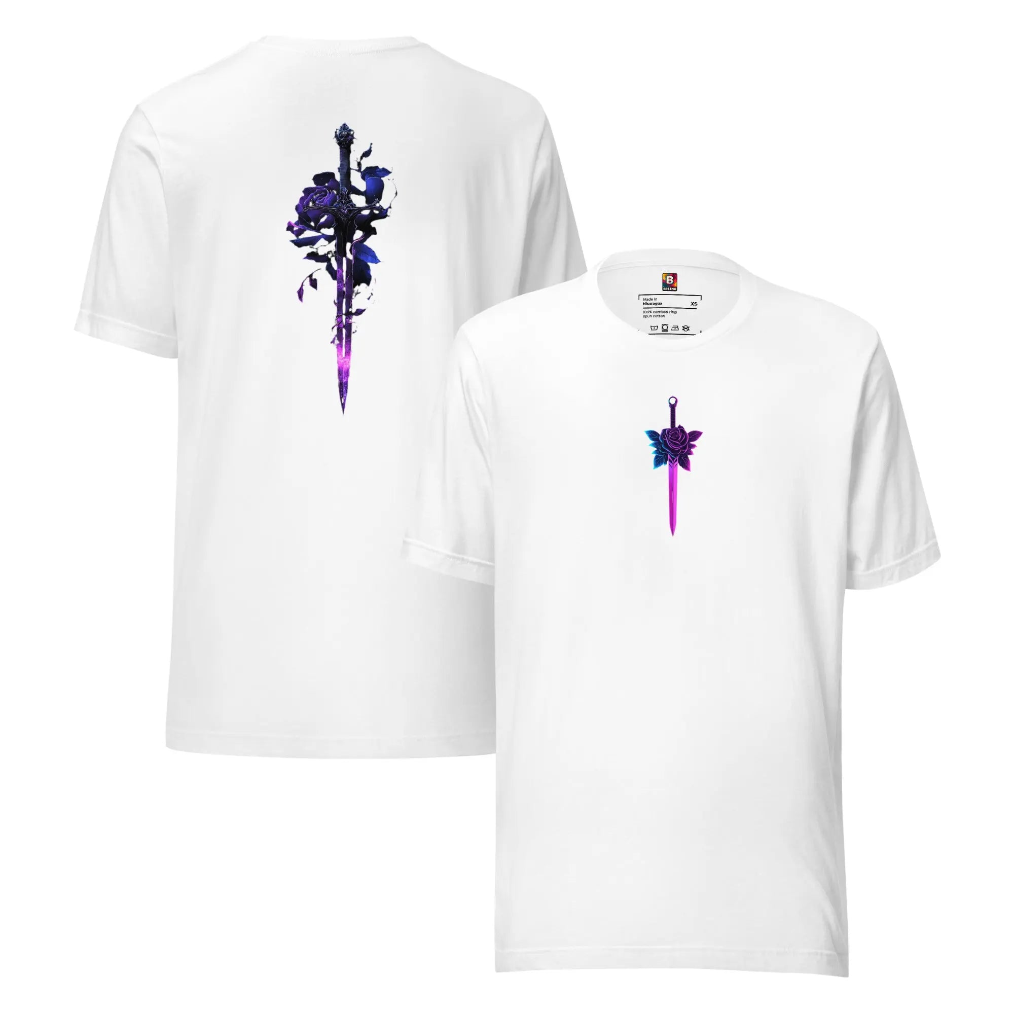 Neon Blade Unisex T Shirt mit Frontprint und Rückenprint von Brezno 