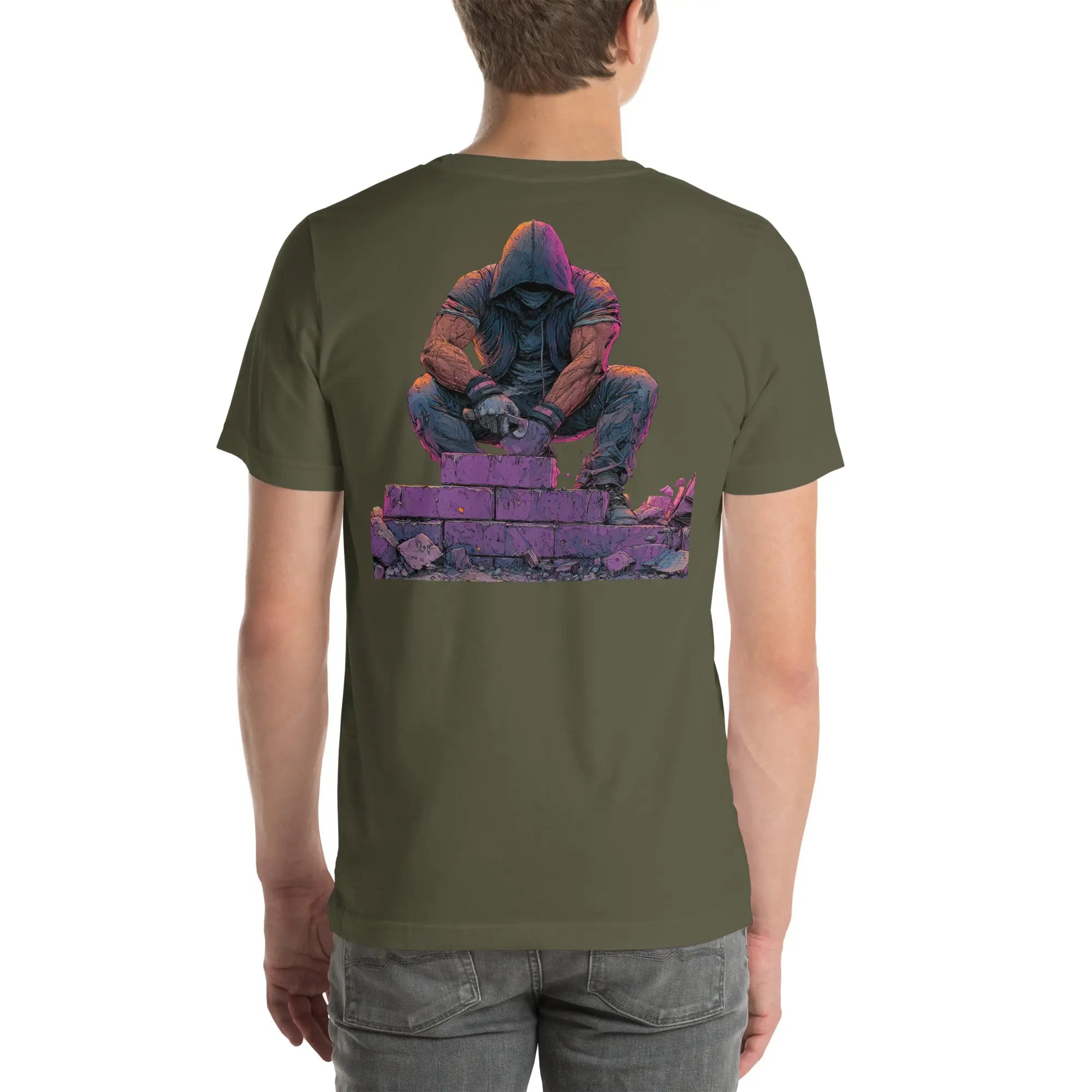 Neon Builder Streetwear T-Shirt – Front Icon & Urban Back Print – von Brezno 