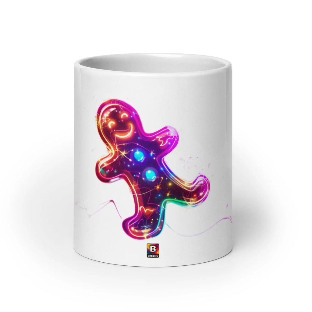 Neon Gingerbread Mug – glänzende Design-Tasse mit leuchtendem Motiv – von Brezno 