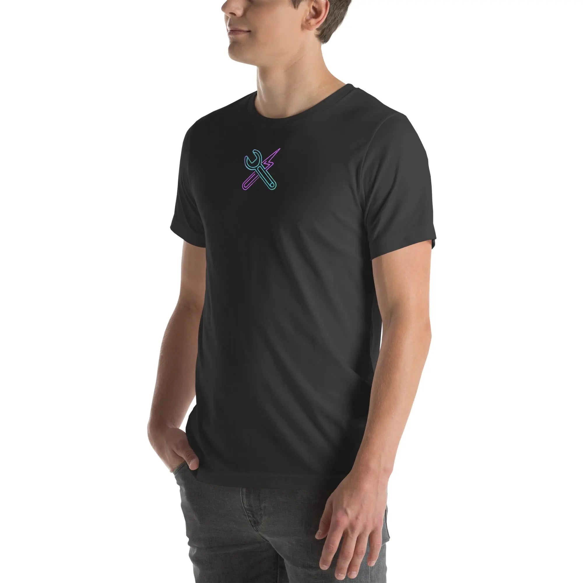 Neon Mechanic Streetwear T-Shirt – Front Icon & Back Art – von Brezno 
