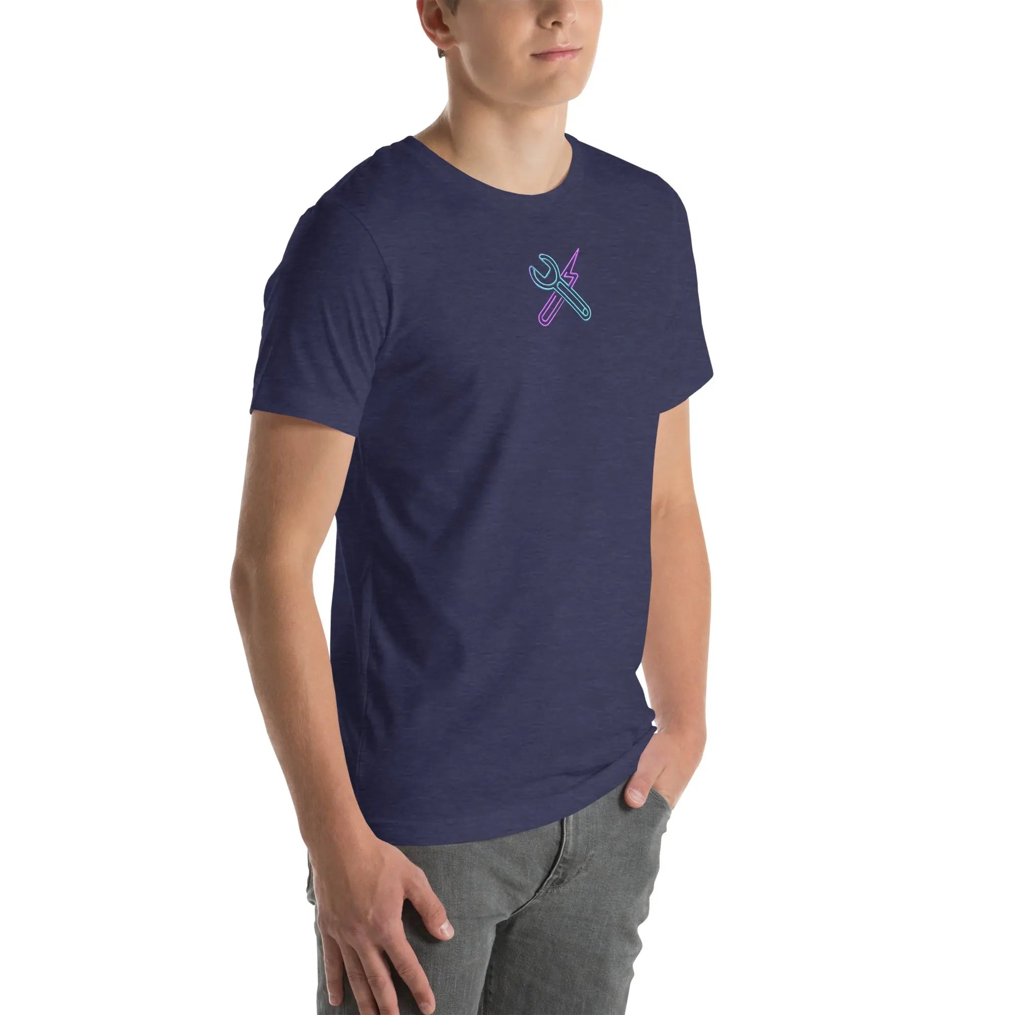 Neon Mechanic Streetwear T-Shirt – Front Icon & Back Art – von Brezno 