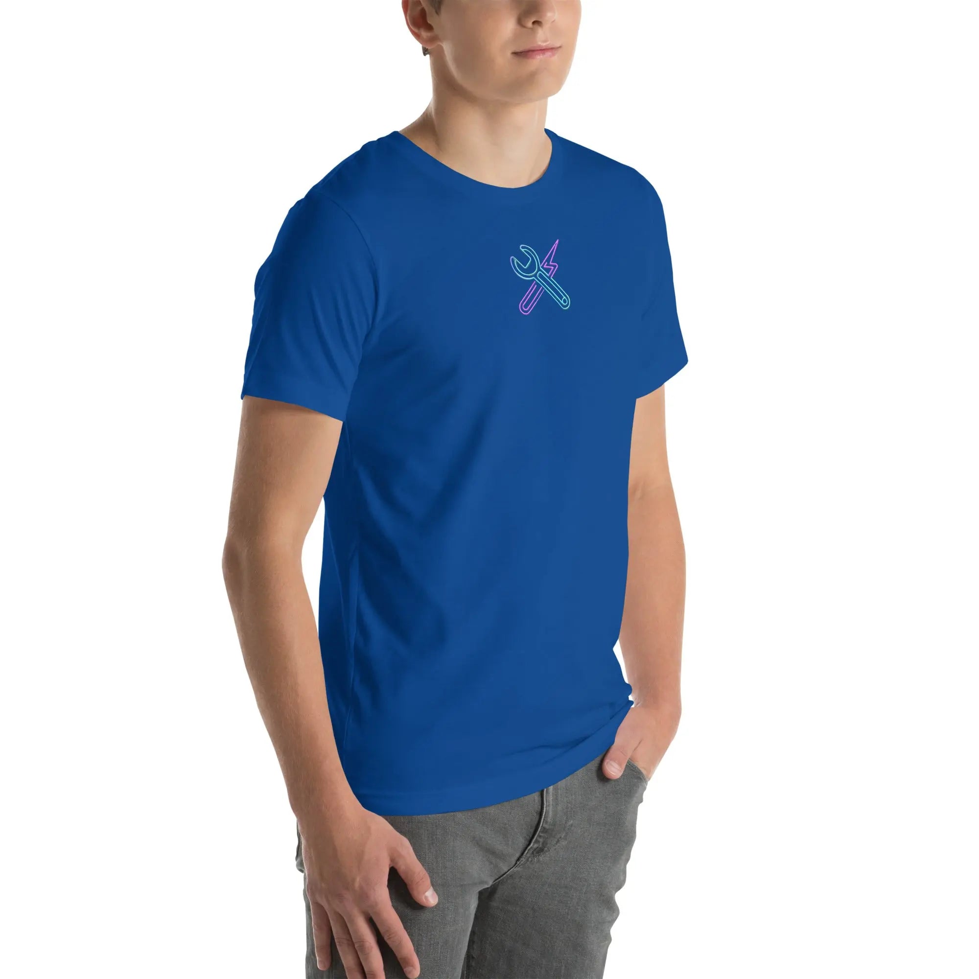 Neon Mechanic Streetwear T-Shirt – Front Icon & Back Art – von Brezno 