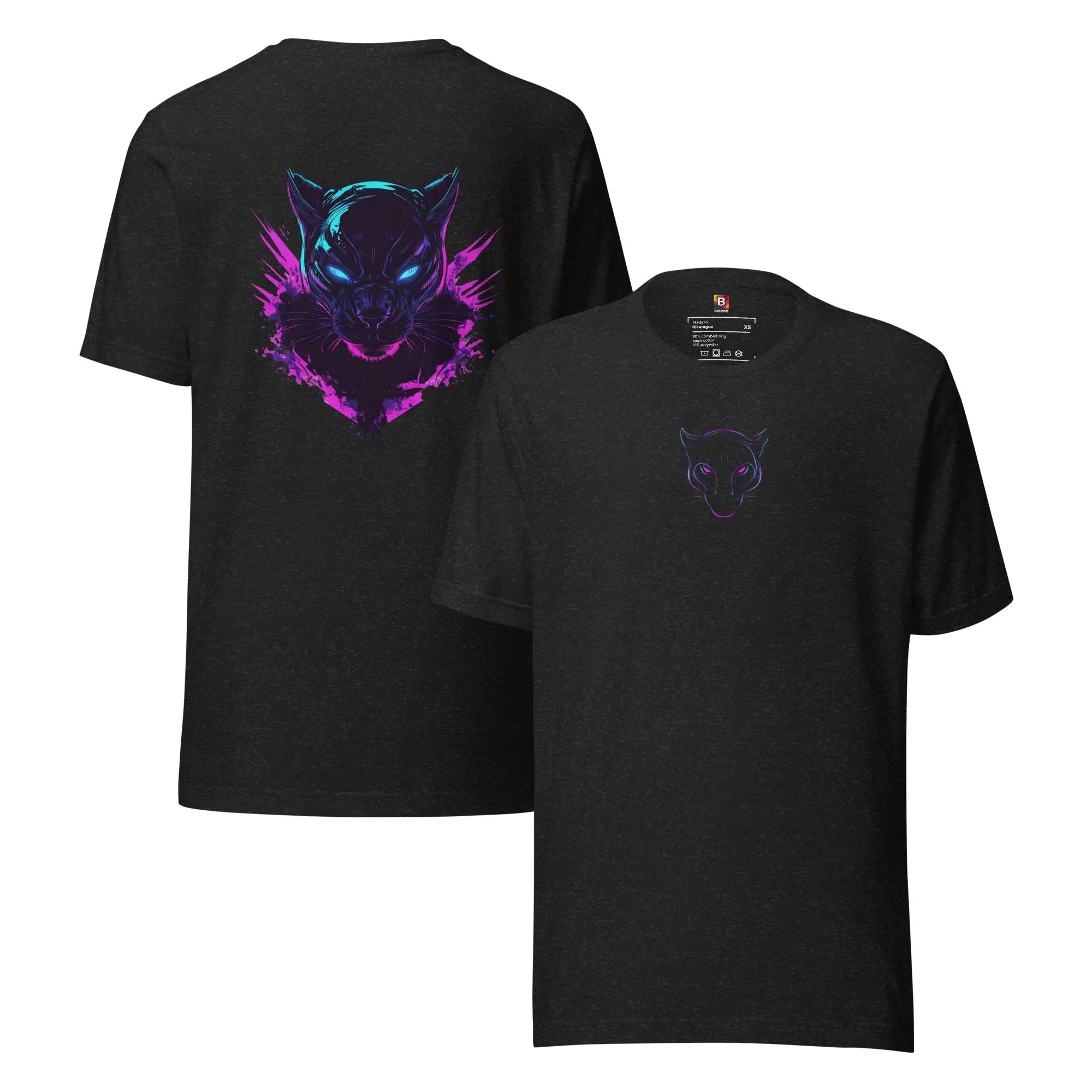 Neon Wolf Streetwear T Shirt mit Front Icon und starkem Backprint von Brezno 