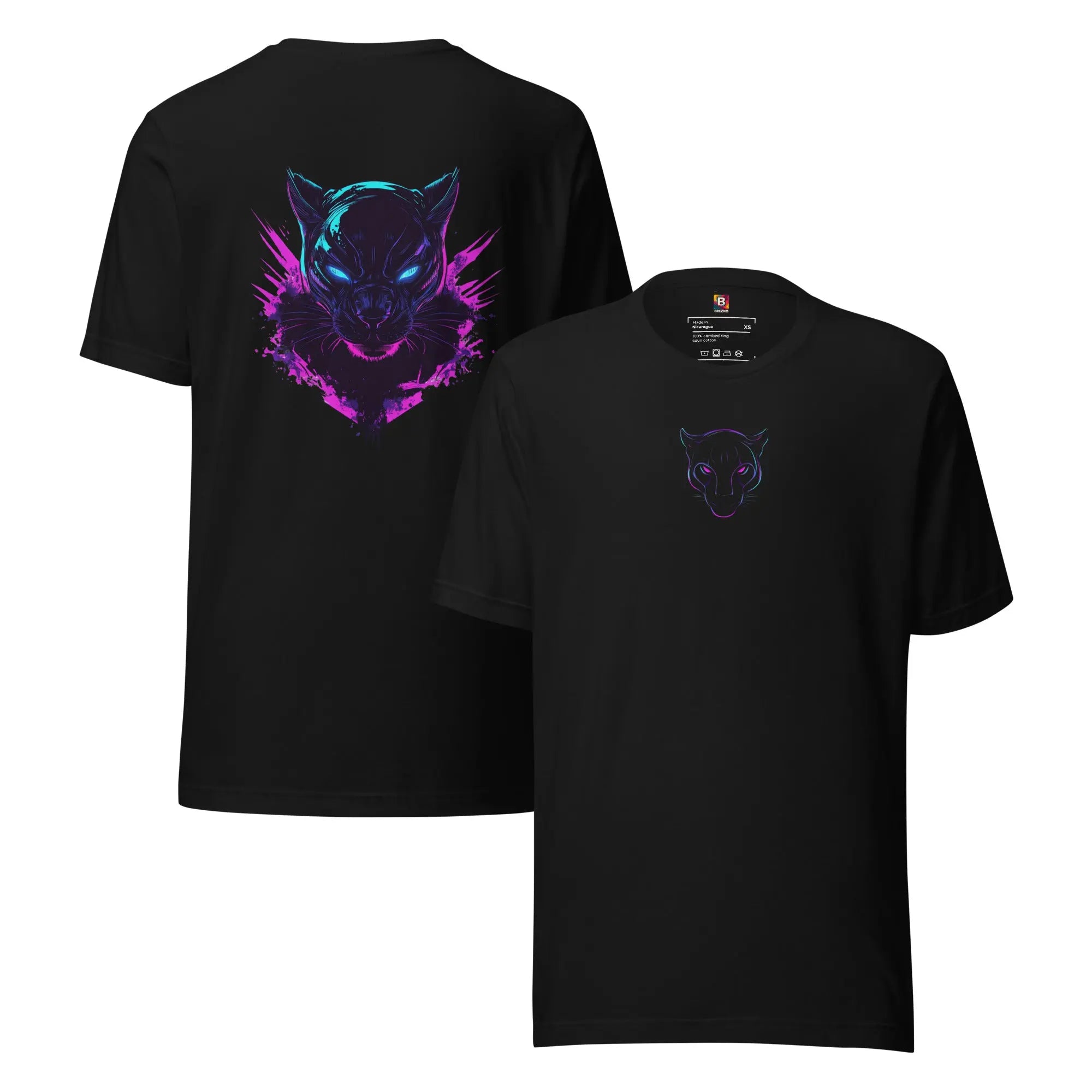 Neon Wolf Streetwear T Shirt mit Front Icon und starkem Backprint von Brezno 