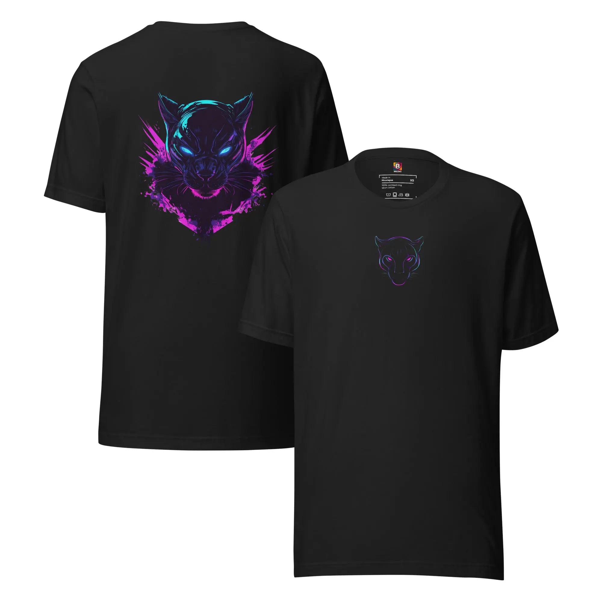 Neon Wolf Streetwear T Shirt mit Front Icon und starkem Backprint von Brezno 