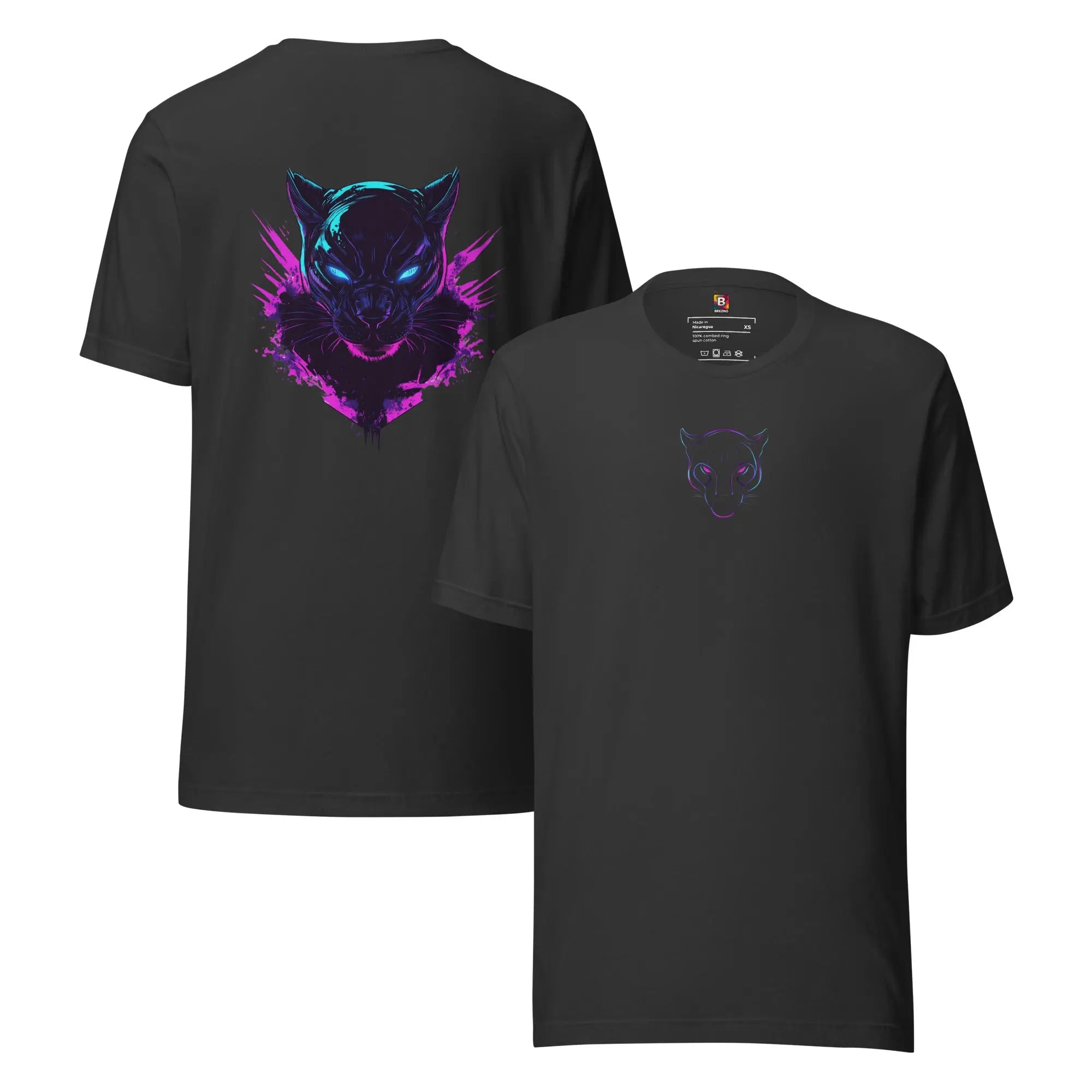 Neon Wolf Streetwear T Shirt mit Front Icon und starkem Backprint von Brezno 