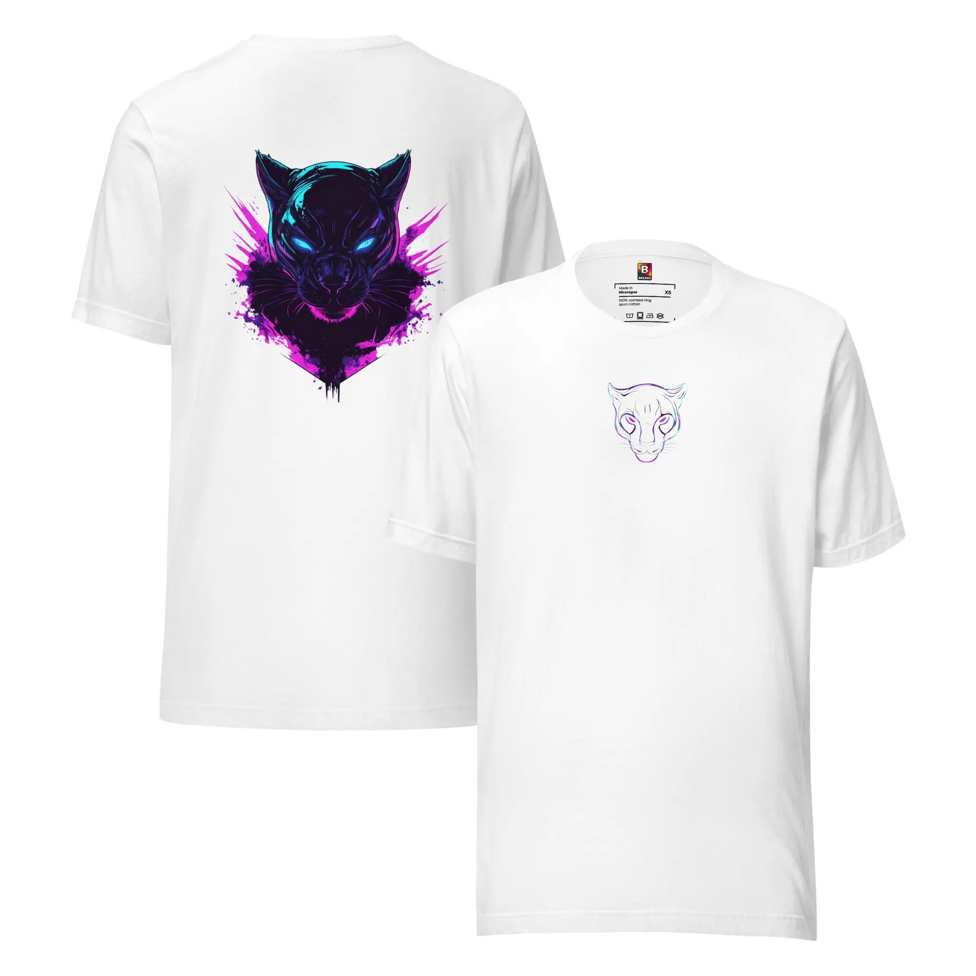 Neon Wolf Streetwear T Shirt mit Front Icon und starkem Backprint von Brezno 