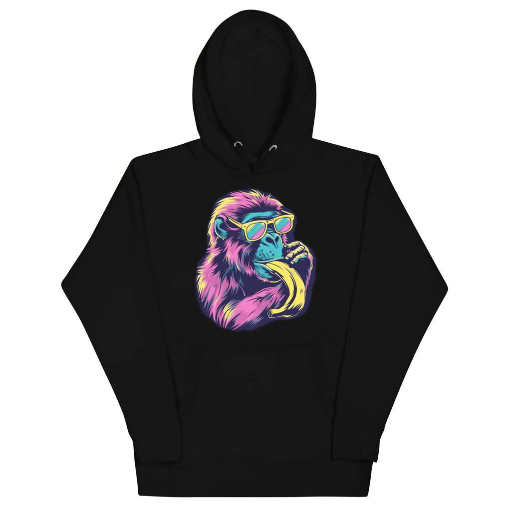 Skater Affe Hoodie - Bunter Pavian mit Banane | Streetstyle Pullover für Mutige von Brezno 
